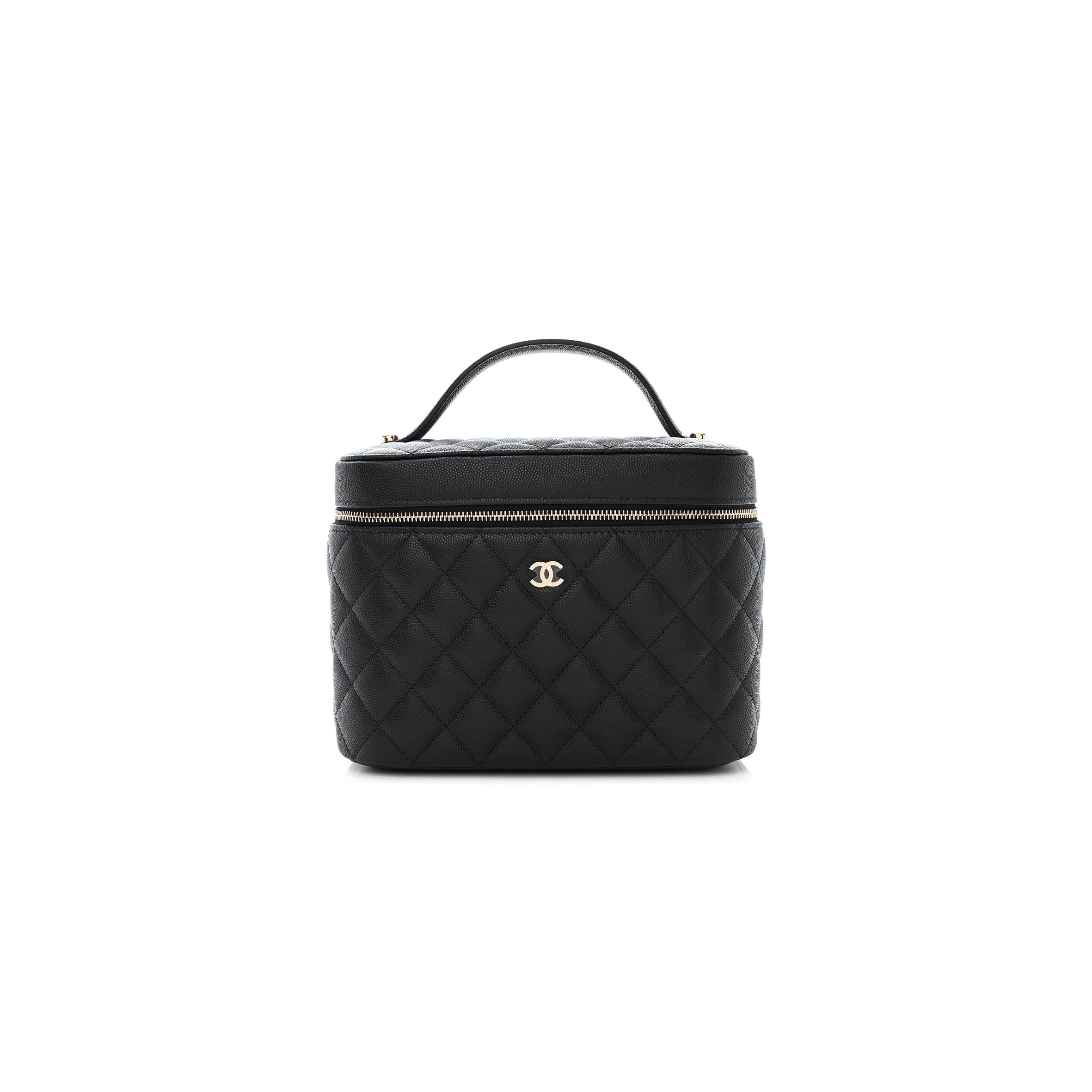 Ch*el caviar quilted large vanity pouch black (20*15*13cm)